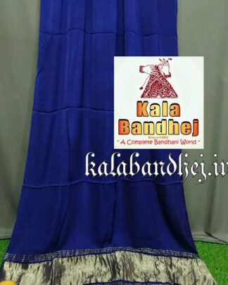 Blue Modal Silk Plain Dupatta Lagdi Patto Bandhani