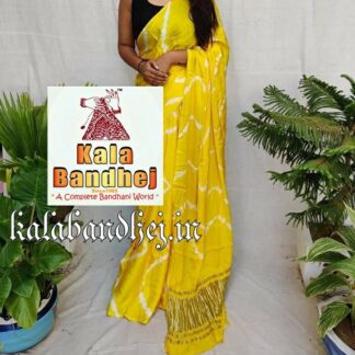 Yellow Shibori Saree Modal Silk Pure Bandhani