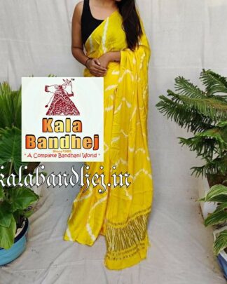 Yellow Shibori Saree Modal Silk Pure Saree