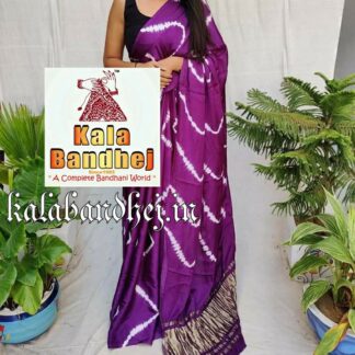 Magenta Shibori Saree Modal Silk Pure Bandhani