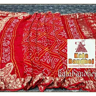 Red Bandhani Dupatta Designer Pure Gaji Silk Bandhani