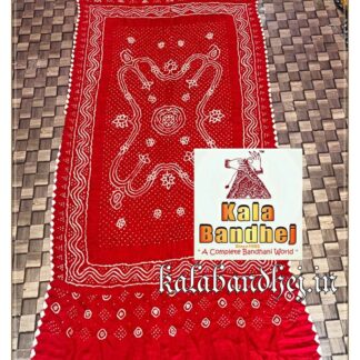 Red Dupatta Bandhani Pure Gaji Silk Bandhani