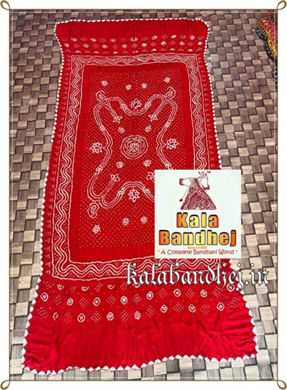 Red Dupatta Bandhani Pure Gaji Silk Bandhani