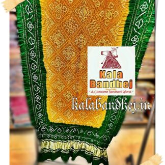 Green-Mustered Bandhani Dupatta Designer Pure Gaji Silk Bandhani