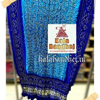 Blue-Sky Bandhani Dupatta Designer Pure Gaji Silk Bandhani