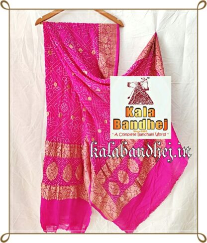 Pink Dupatta Banarasi Bandhani Designer Banarasi Bandhani Dupatta
