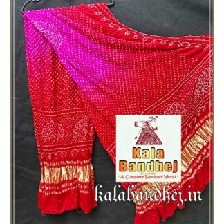 Red-Green Bandhani Dupatta Designer Pure Gaji Silk Bandhani
