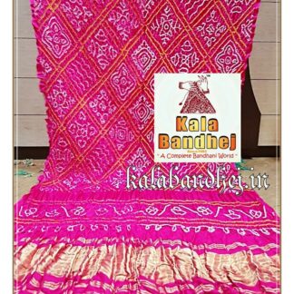 Pink Bandhani Dupatta Designer Pure Gaji Silk Bandhani