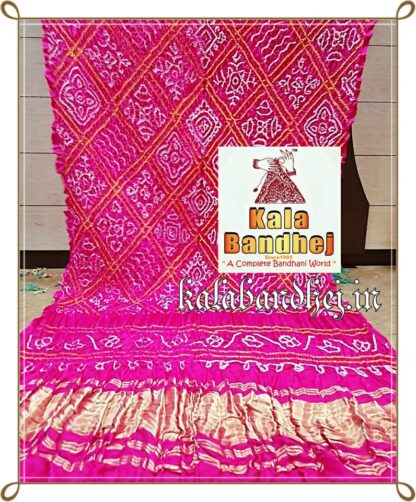 Pink Bandhani Dupatta Designer Pure Gaji Silk Bandhani