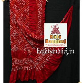 Red Bandhani Dupatta BavanBarg Pure Gaji Silk Bandhani