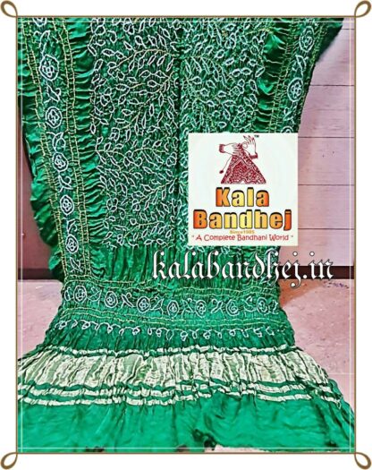 Light Green Bandhani Dupatta Designer Pure Gaji Silk Bandhani