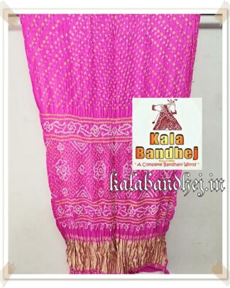 Pink Pure Gaji Silk Bandhani Saree Bandhani