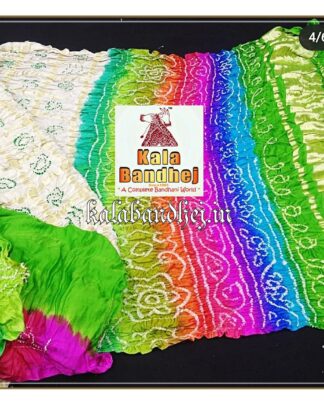Parrot Gharchola Multi Color Bandhani Saree Pure GajiSilk Bandhani