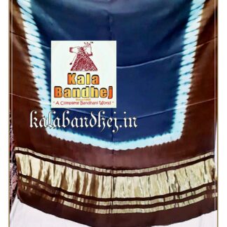 Brown-T Blue Modal Silk Plain Dupatta Lagdi Patto Bandhani