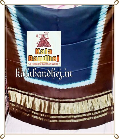 Brown-T Blue Modal Silk Plain Dupatta Lagdi Patto Bandhani