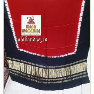 Red-Black Modal Silk Plain Dupatta Lagdi Patto Bandhani