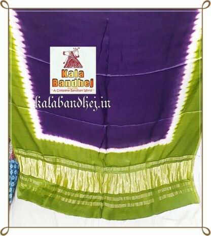 Mehendi-Purple Modal Silk Plain Dupatta Lagdi Patto Bandhani