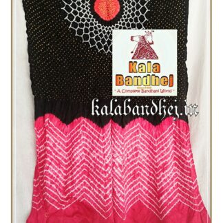 Black-Red Dupatta Bandhani Shibori in Modal Silk Bandhani