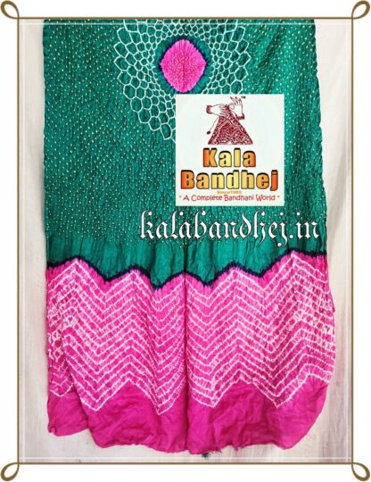 Rama-Pink Dupatta Bandhani Shibori in Modal Silk Bandhani