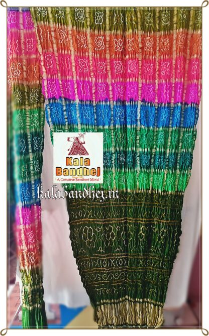 Mehndi Multi Color Gharchola Bandhani Saree Pure GajiSilk Bandhani