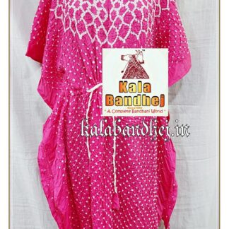 Pink Kaftan Designer Bandhani Pure Gaji Silk Bandhani