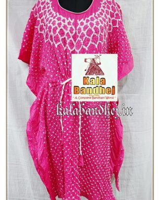 Pink Kaftan Designer Bandhani Pure Gaji Silk Bandhani