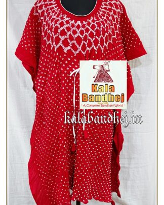 Red Kaftan Designer Bandhani Pure Gaji Silk Bandhani