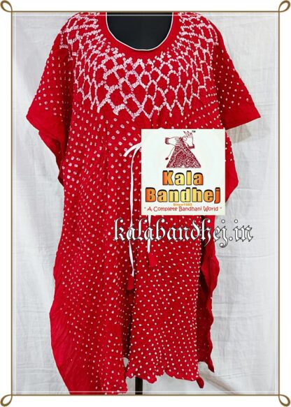 Red Kaftan Designer Bandhani Pure Gaji Silk Bandhani