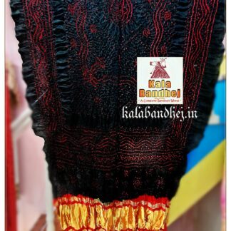 Black Dupatta Red Bandhani in Pure Gaji Silk Bandhani