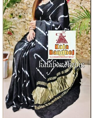 Black Shibori Saree Handmade Design In Gaji Silk Bandhani
