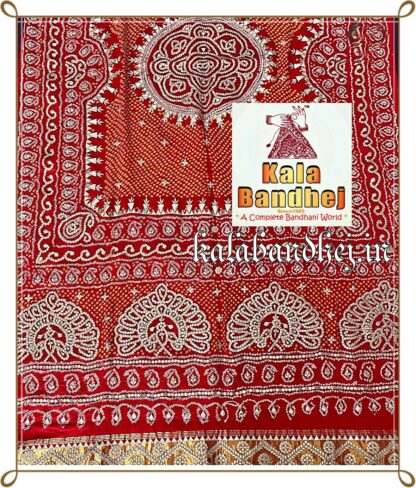 Red Gota Patti Bandhani Dupatta Designer In Pure Gaji Silk Bandhani