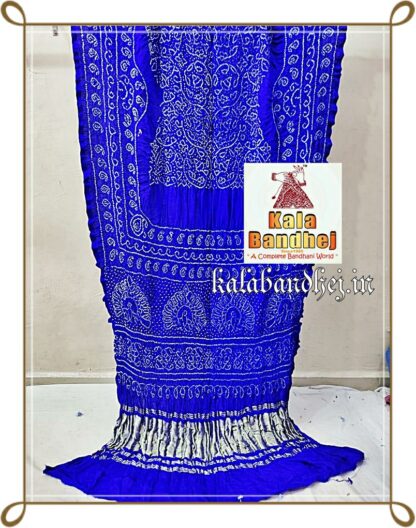 Blue Designer Saree Bandhani In Pure Gaji Silk Bandhani