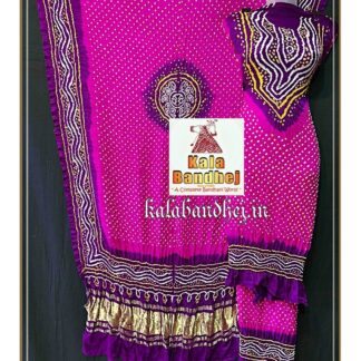 Pink-Magenta Bandhani Dress Material In Pure Gaji Silk Designer Bandhani