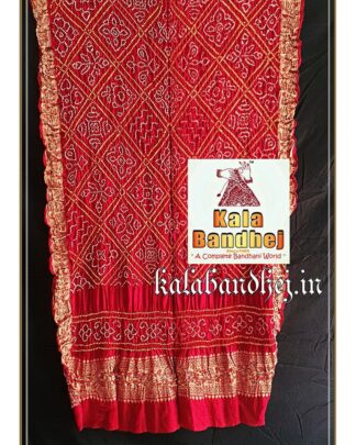 Red Bandhani Dupatta Designer In Pure Gaji Silk Bandhani