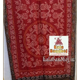 Red Bandhani Dupatta Designer Pure Gaji Silk Ras Mandal Bandhani