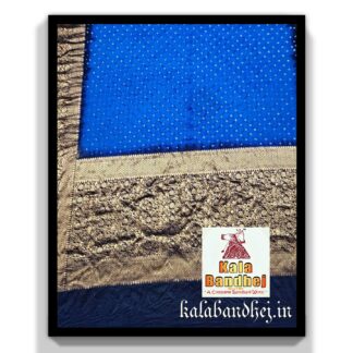 Blue-Dark Saree Kanjivaram Bandhani In Pure Silk Bandhani