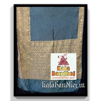 Grey Saree Kanjivaram Bandhani In Pure Silk Bandhani