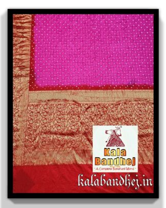 Pink-Red Saree Kanjivaram Bandhani In Pure Silk Bandhani