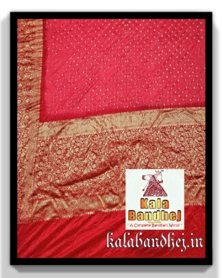 Pitch-Red Saree Kanjivaram Bandhani In Pure Silk Bandhani