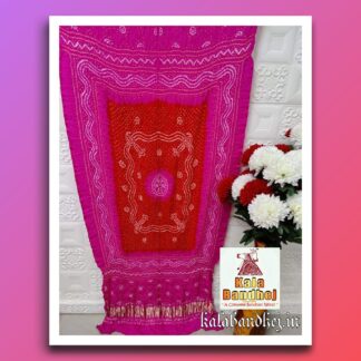 Pink Red Dupatta Chandrakhani Bandhani Pure GajiSilk Bandhani