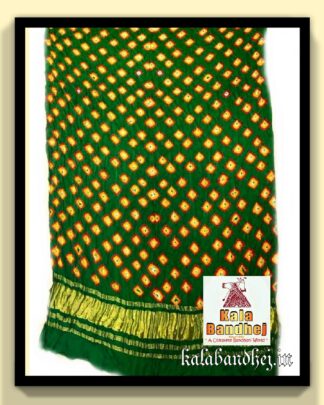 Green Bandhani Dupatta Modal Silk Bandhani
