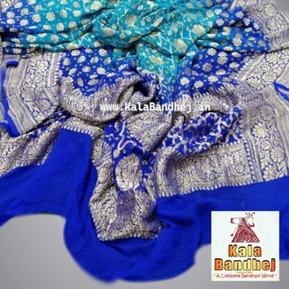 Rama Blue Dupatta Banarasi Bandhani Designer Banarasi Bandhani Dupatta