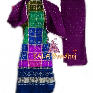 Wine-Magenta Bandhani Multi Gharchola Dress Material Dress Materials