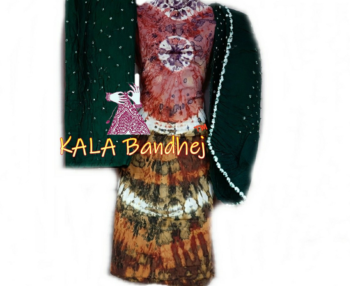 Tie-dye Staple Silk Bandhani Cotton Dress Material Dress Materials