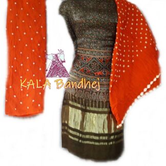 Ajrak Rama Bandhani Gaji Silk Dress Material Ajrak Bandhani Dress