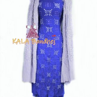 Blue – Silver Crepe Silk Bandhani DressMaterial Crepe Silk Suit