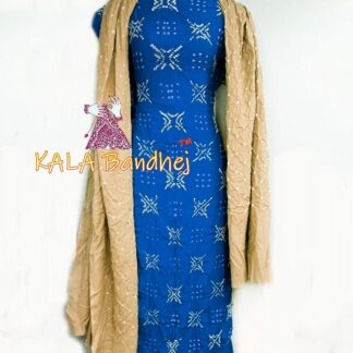 Blue – Copper Crepe Silk Bandhani DressMaterial Crepe Silk Suit