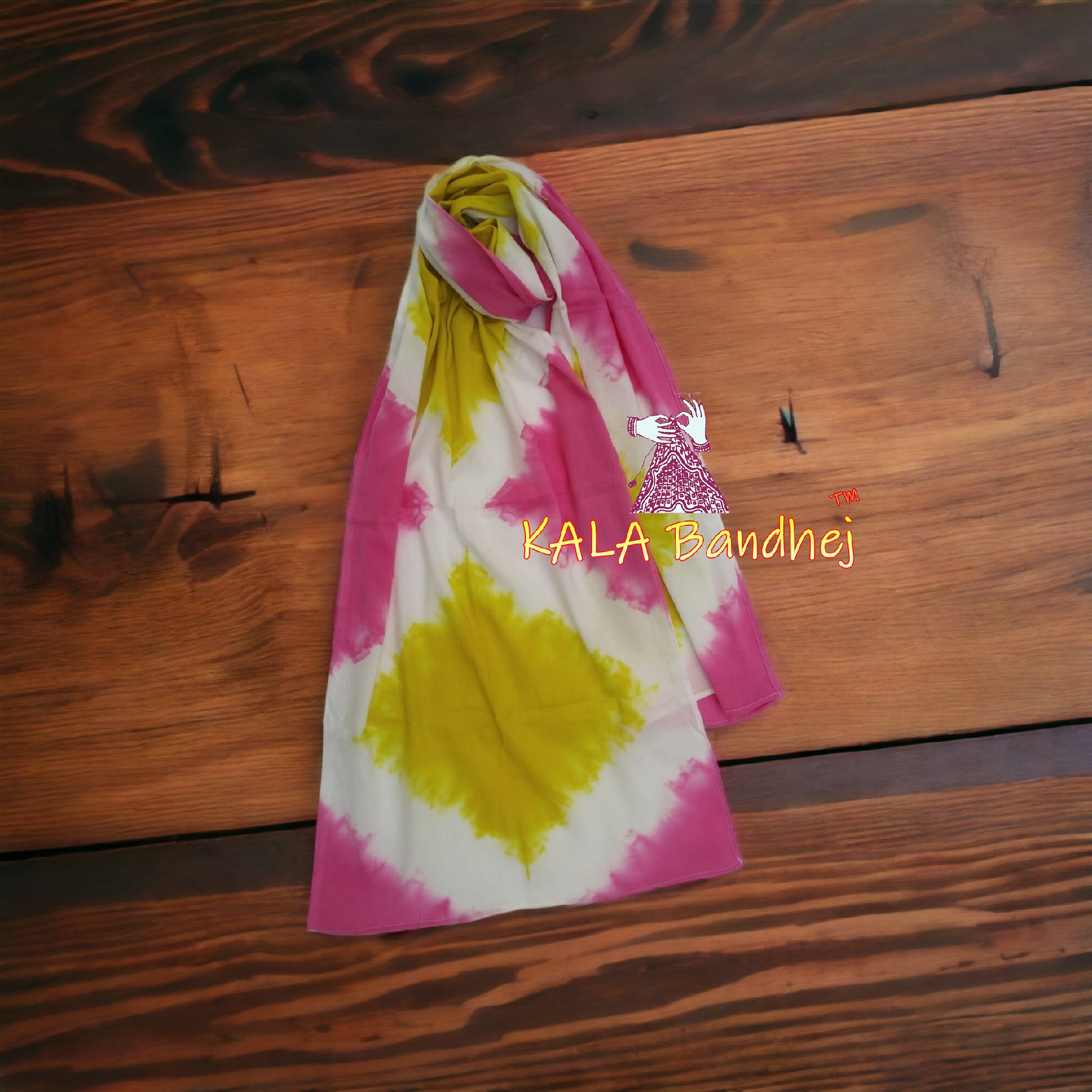 Pure Modal Silk Designer Stole Clamp Dye Shibori 01 Explore