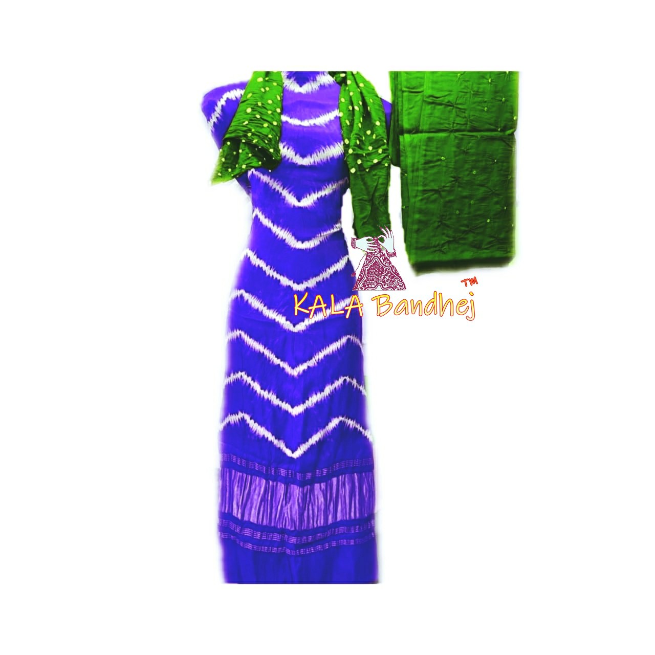 Jambli Green Leheriya Bandhani Shibori Dress Material Dress Materials