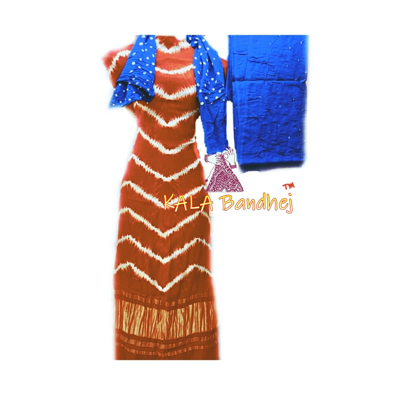 Khaki Jambli Leheriya Bandhani Shibori Dress Material Dress Materials